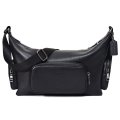 【COACH】コーチ メンズ バッグ レザー ロゴ フィン ポケット クロスボディ 斜め掛け ショルダーバッグ ブラック〔日本未発売〕