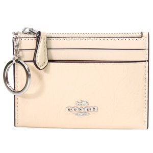 画像1: 【COACH】コーチ カードケース クリンクル パテント レザー ロゴ キーリング付き ミニ スキニー IDケース コインケース アイボリー（日本未発売）