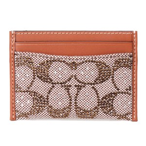 画像1: 【COACH】コーチ カードケース ジャガード レザー シグネチャー クリスタル ストーン キラキラ エッセンシャル スリム パスケース カードケース 定期入れ 名刺入れ ブラウンマルチ（日本未発売）