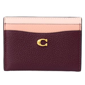 画像1: 【COACH】コーチ カードケース レザー エッセンシャル カラーブロック ロゴ カードケース スリム パスケース 定期入れ 名刺入れ メルローマルチ（日本未発売）