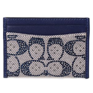 画像1: 【COACH】コーチ カードケース ジャガード レザー シグネチャー クリスタル ストーン キラキラ エッセンシャル スリム パスケース カードケース 定期入れ 名刺入れ カデット（日本未発売）