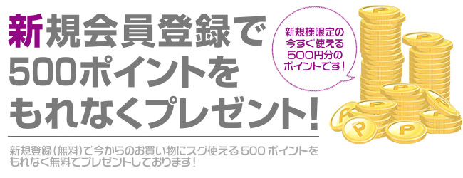 新規登録で500ポイント贈呈中！