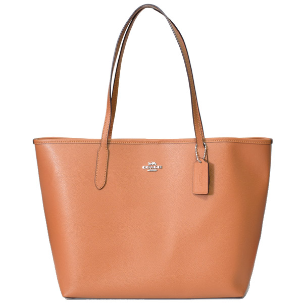 【COACH】コーチ バッグ レザー ロゴ シティ トートバッグ ライトサドル〔日本未発売〕
