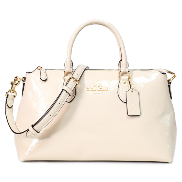【COACH】コーチ パテントレザー ジョージア サッチェル ロゴ 2WAY ボストン ショルダー ハンドバッグ パール〔日本未発売〕