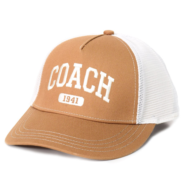 【COACH】コーチ キャップ 帽子 シグネチャー コットン メッシュ ロゴ エンブロイダード トラッカー ハット ライトサドル〔日本未発売〕
