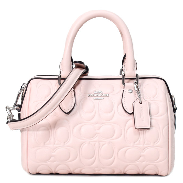 【COACH】コーチ バッグ ボストン スムースレザー シグネチャー 型押し ミニ ローワン サッチェル 2WAY クロスボディ ボストンバッグ ブラッシュ〔日本未発売〕