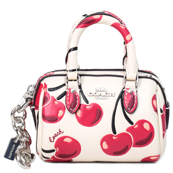 【COACH】コーチ キーホルダー さくらんぼ チェリー レザー ミニ ローワン バッグ サッチェル ポーチ 小物入れ キーホルダー バッグチャーム チャークマルチ（日本未発売）