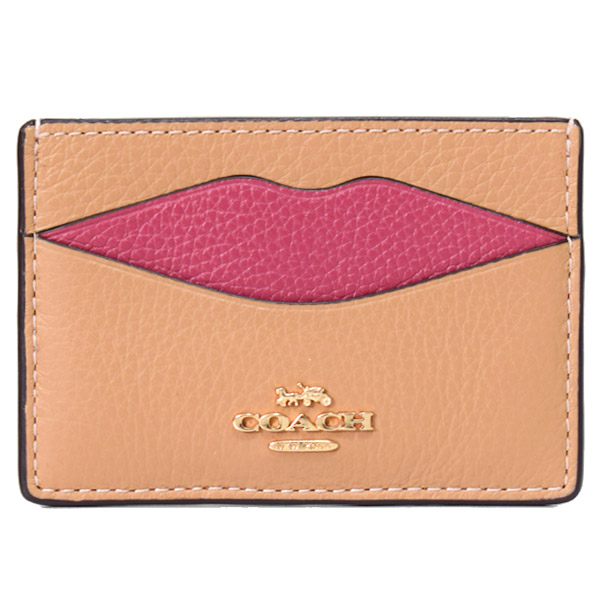 【COACH】コーチ カードケース ペブルレザー リップ カラーブロック ロゴ スリム カード入れ  定期入れ 名刺入れ ラテマルチ（日本未発売）