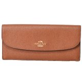 画像: 【COACH】コーチ クロスグレーン レザー 二つ折り スリム 長財布 サドル（日本未発売）