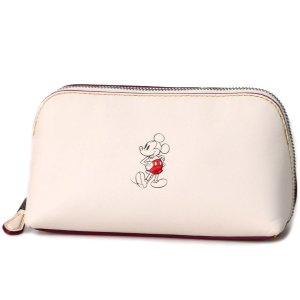 画像: 【COACH】コーチ ディズニー ミッキー コラボ レザー コスメティック ラージ 化粧ポーチ チャーク（日本未発売）