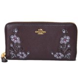 画像: 【COACH】コーチ エンブロイダリー  レザー 花柄 刺繍アコーディオンジップ ラウンド ファスナー 長財布 オックスブラッド（日本未発売）