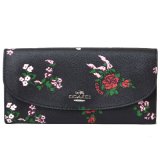 画像: 【COACH】コーチ コーティング キャンパス レザー ローズ フローラル 花柄 プリント 二つ折り スリム エンベローブ 長財布  ブラックマルチ〔日本未発売〕