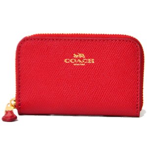 画像: 【COACH】コーチ クロスグレーンレザー  スモール スクエア スリム コインケース 小銭入れ トゥルーレッド(日本未発売）