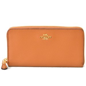 画像: 【COACH】コーチ ラグジュアリー ペブルド レザー アコーディオン ジップ 長財布 ライトサドル（日本未発売）