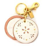 画像: 【COACH】コーチ レザー 花 フラワー モチーフ 手鏡付き キーリング チャーム キーホルダー マルチ（日本未発売）