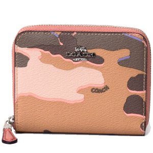 画像: 【COACH】コーチ コーティングキャンパス レザー カモフラージュ 迷彩柄 スモール ジップ アラウンド 二つ折り 財布 カーキマルチ〔日本未発売〕