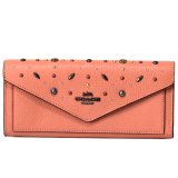 画像: 【COACH】コーチ ペブルレザー 花柄 フラワー フローラル プレーリー リベット スタッズ ソフト ウォレット 二つ折り 長財布 ダークブラッシュ（日本未発売）