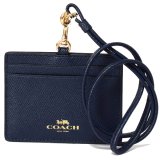 画像: 【COACH】コーチ クロスグレインレザー ID ランヤード 首かけ カードケース ミッドナイト（日本未発売）