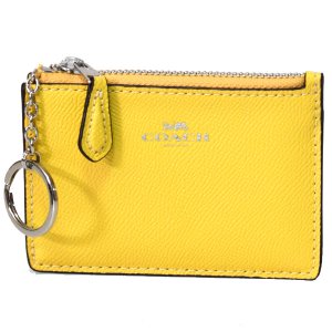 画像: 【COACH】コーチ エンボスド レザー キーリング付 スキニー コインケース ライトイエロー（日本未発売）