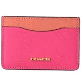 画像: 【COACH】コーチ クロスグレインレザー スリム カードケース 定期入れ 名刺入れ ピンクルビーマルチ（日本未発売）