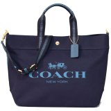 画像: 【COACH】コーチ キャンバス ペブルレザー エキストラ ラージ ロゴ トートバッグ ミッドナイト〔日本未発売〕