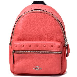 画像: 【COACH】コーチ ペブルレザー スタッズ ミニ チャーリー バックパック リュックサック コーラル〔日本未発売〕