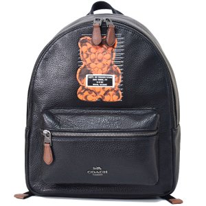 画像: 【COACH】コーチ ペブルレザー WhIsBe ウィズビー コラボ シグネチャー ヴァンダル ガミー ベア プリント ミディアム チャーリー バックパック リュックサック ブラックマルチ〔日本未発売〕