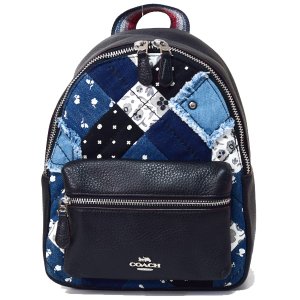 画像: 【COACH】コーチ デニム ペブルレザー アメリカン パッチワーク ミニ チャーリー バックパック リュックサック デニムマルチ〔日本未発売〕