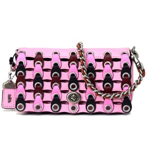 画像: 【COACH】コーチ グラブタンレザー カラーブロック コーチ リンク ディンキアー パンチング チェーン 2way クラッチ クロスボディー 斜め掛け ショルダーバッグ ペタル【訳あり】（日本未発売）