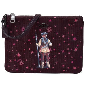 画像: 【COACH】コーチ キャンバス  スムースレザー スターウォーズ コラボ プリンセス レイア アズ ブーシ リストレット ギャラリー ポーチ クラッチ ミニ ハンドバッグ オックスブラッドマルチ〔日本未発売〕