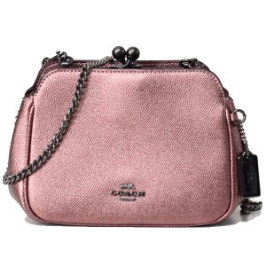 画像: 【COACH】コーチ クロスグレインレザー パール キスロック がま口 クロスボディ 2way ショルダー  斜め掛け クラッチ バッグ メタリックダークブラッシュ（日本未発売）