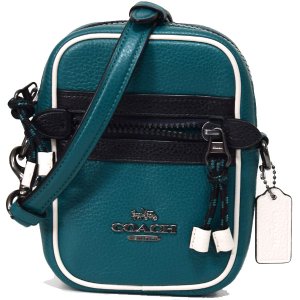 画像: 【COACH】コーチ ぺブルレザー ヴェイル フィービー カラーブロック クロスボディ 2way ショルダー  斜め掛け クラッチ バッグ ビリジアン（日本未発売）