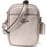 画像: 【COACH】コーチ メタリッククロスグレインレザー フィービー クロスボディ 2way ショルダー  斜め掛け クラッチ バッグ プラチナム（日本未発売）