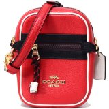 画像: 【COACH】コーチ ぺブルレザー ヴェイル フィービー カラーブロック クロスボディ 2way ショルダー  斜め掛け クラッチ バッグ ブライトレッド（日本未発売）