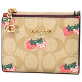 画像: 【COACH】コーチ コーティングキャンパス シグネチャー ストロベリー イチゴ プリント スナップ カード ケース 二つ折り 財布 カーキマルチ〔日本未発売〕