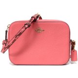 画像: 【COACH】コーチ ぺブルレザー スネークエンボスドレザー パイソン ミニ カメラバッグ クロスボディー ショルダーバッグ ブライトコーラル×ワイン（日本未発売）