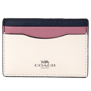 画像: 【COACH】コーチ クロスグレインレザー カラーブロック カードケース 定期入れ 名刺入れ チャークマルチ（日本未発売）