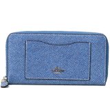 画像: 【COACH】コーチ クロスグレインレザー ロゴ アコーディオン ジップ アラウンド 長財布 デニム（日本未発売）