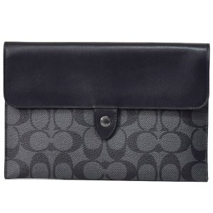 画像: 【COACH】コーチ コーティングキャンバス カーフレザー シグネチャー ミニ タブレット スリーブ iPad iPhone スマホ テック ケース チャコール〔日本未発売〕