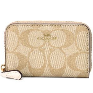 画像: 【COACH】コーチ コーティングキャンバス シグネチャー ロゴ スクエア ジップ アラウンド コインケース 小銭入れ ライトカーキ×チャーク（日本未発売）