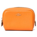 画像: 【COACH】コーチ クロスグレインレザー ロゴ ミニ ボクシー コスメティック ケース コスメポーチ 化粧ポーチ サンビーム（日本未発売）