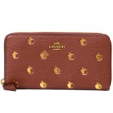 画像: 【COACH】コーチ ぺブルレザー メタリック ホイル アップル りんご プリント アコーディオン ジップ ウォレット 長財布 サドルマルチ（日本未発売）