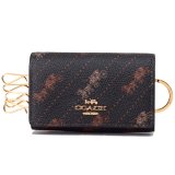 画像: 【COACH】コーチ コーティングキャンバス ホース アンド キャリッジ ドット 水玉 プリント 5連 リング スマートキー対応 キーケース ブラック（日本未発売）