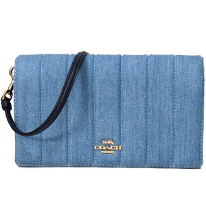 画像: 【COACH】コーチ デニム スムースレザー アンナ キルティング フォルドオーバー クロスボディ 2WAY クラッチ 斜めがけ ショルダーバッグ デニムマルチ（日本未発売）