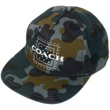 画像: 【COACH】コーチ コットン バンダナ プリント 迷彩 フラット ブリム ハット キャップ 帽子 ダークグリーンカモ〔日本未発売〕