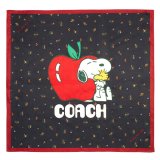 画像: 【COACH】コーチ シルク ピーナッツ コラボ スヌーピー 花柄 フラワー フローラル シルク 100% スカーフ ネイビーマルチ〔日本未発売〕