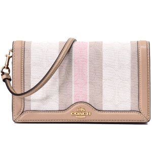 画像: 【COACH】コーチ キャンバス レザー シグネチャー ストライプ フラップ 2WAY クラッチ クロスボディー 斜めがけ ショルダーバッグ タフィーマルチ（日本未発売）