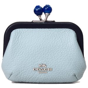 画像: 【COACH】コーチ ぺブルレザー キスロック がま口 ノラ ブルーベリー カードケース ポーチ コインケース 財布 ライトティール×ミッドナイトマルチ（日本未発売）