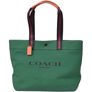 画像: 【COACH】コーチ キャンバス ぺブルレザー トート カラーブロック ロゴ トートバッグ ケリーグリーンダークサドル〔日本未発売〕