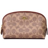 画像: 【COACH】コーチ コーティングキャンバス レザー シグネチャー コスメティック ケース 17 コスメポーチ 化粧ポーチ ブラス×タン（日本未発売）